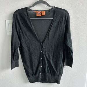 Tory Burch Black Metallic Cardigan Size Medium